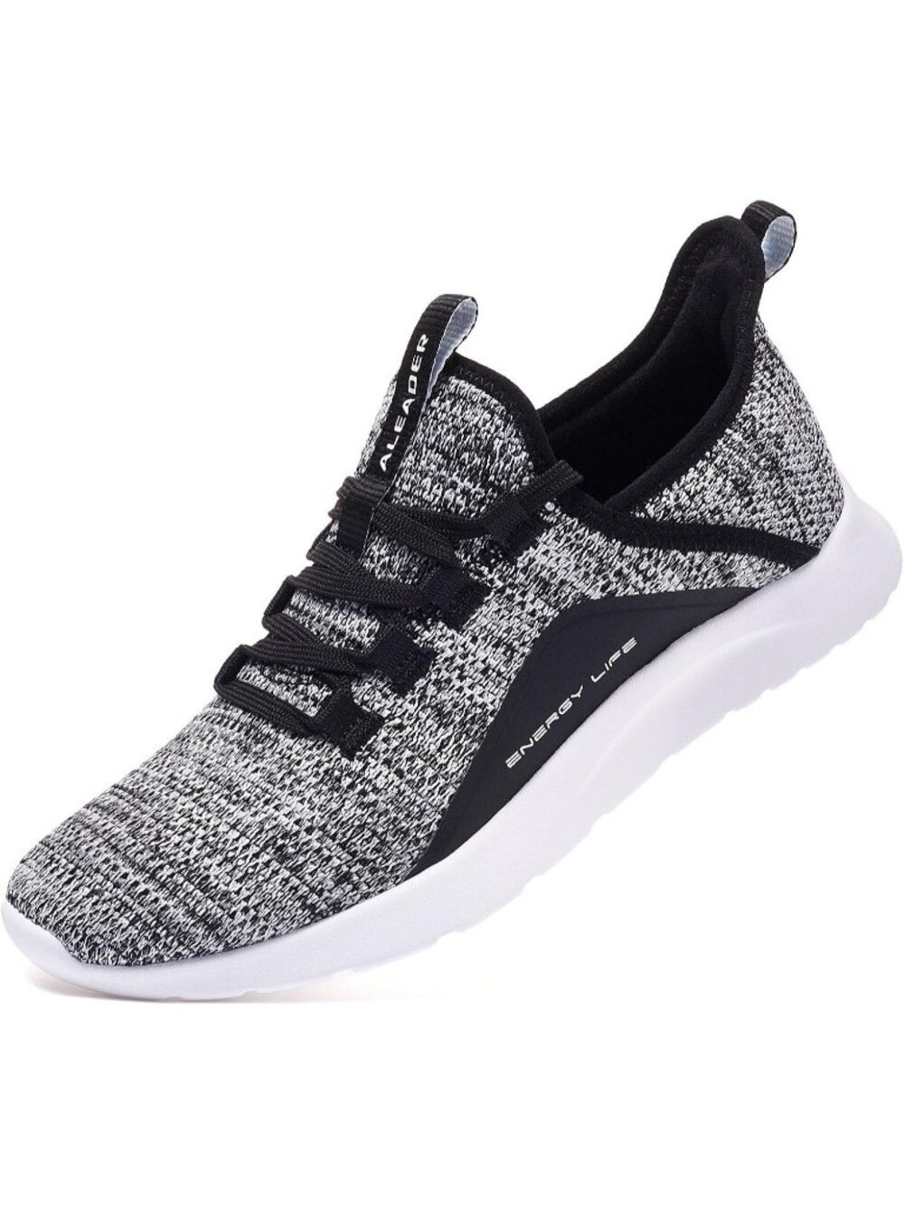 Women's Black Grey Mesh Energy Cloud Pull-On Lightweight Slip On Walking Sneaker